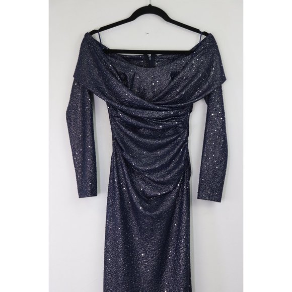 NEW Talbot Runhof Mermaid Sequin Gown Off The Shoulder Metallic Maxi Dress 4 - Picture 7 of 9